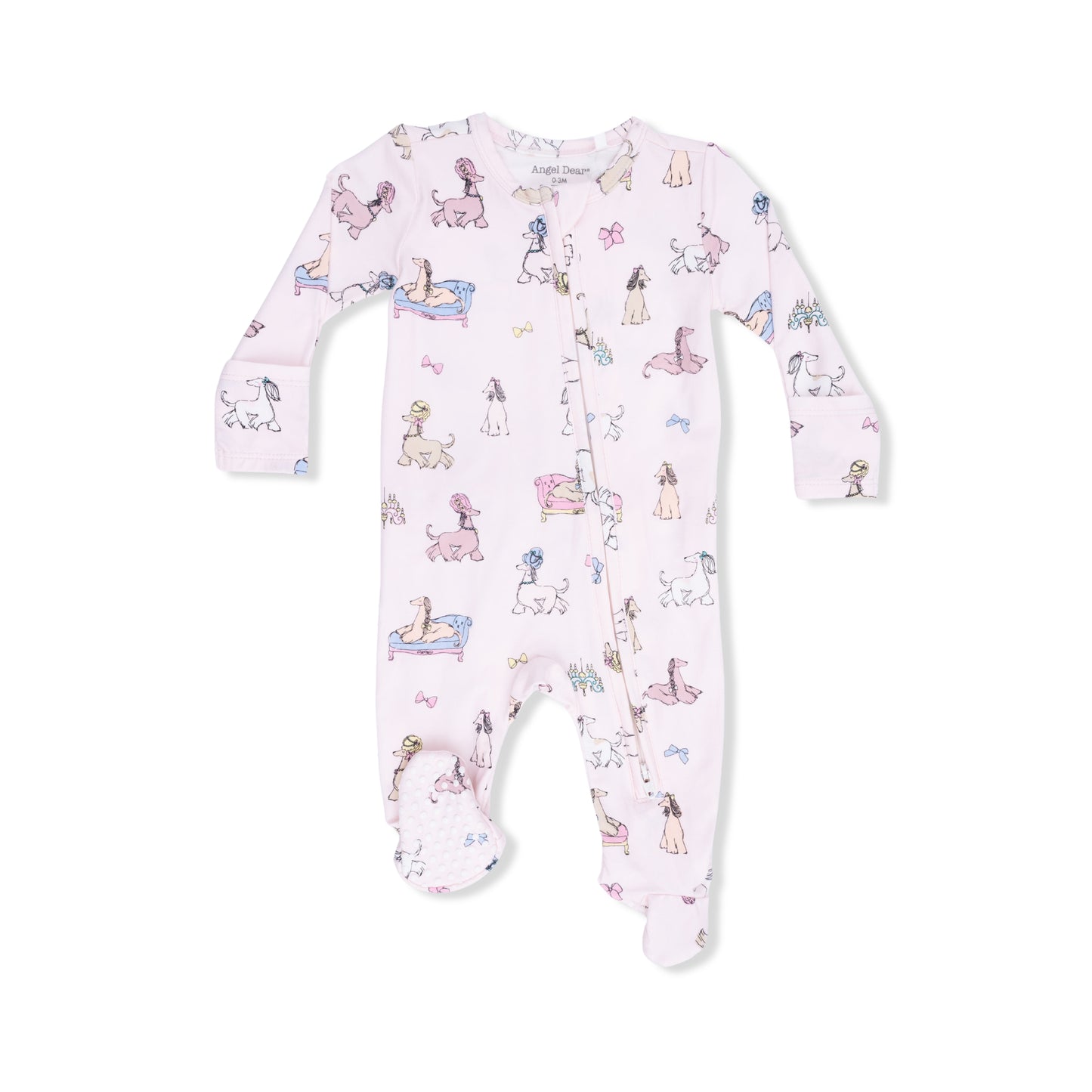 2 Way Ruffle Back Zipper Footie - Fancy Hounds With Bows