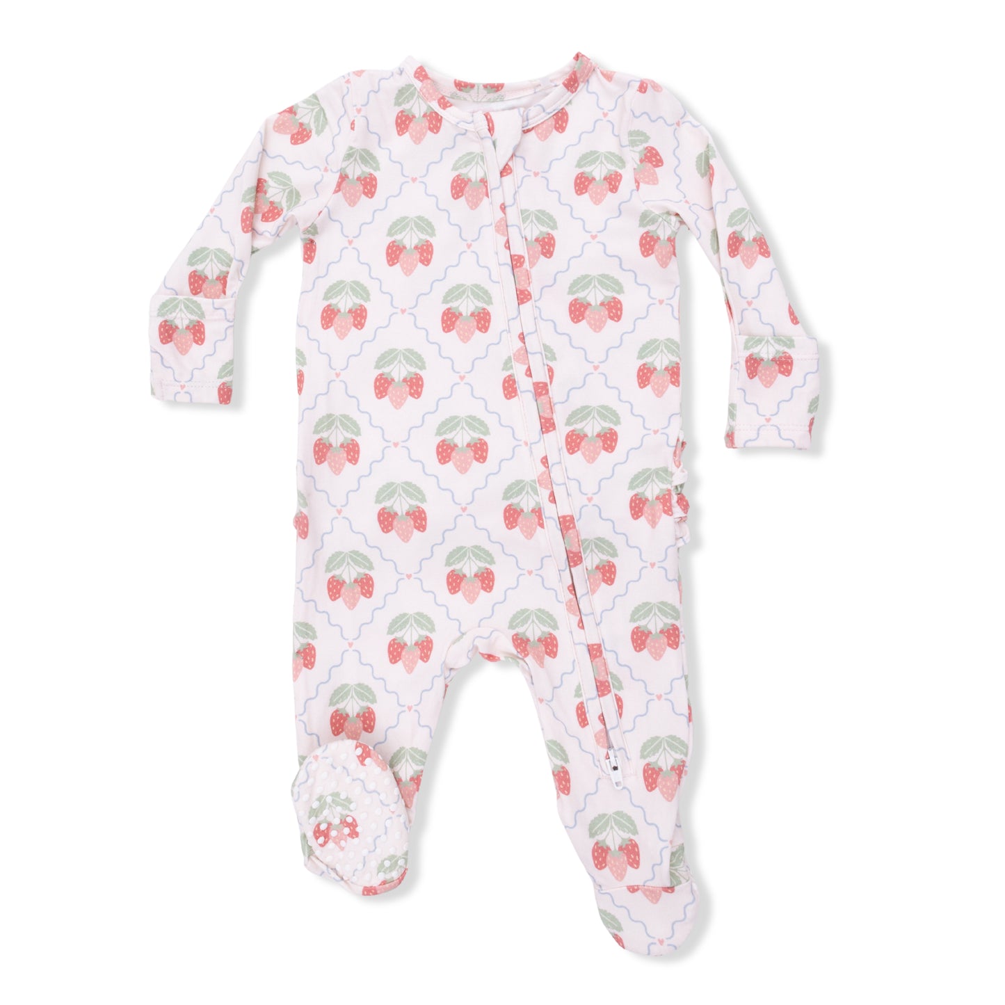 2 Way Ruffle Back Zipper Footie - Sweet Strawberries