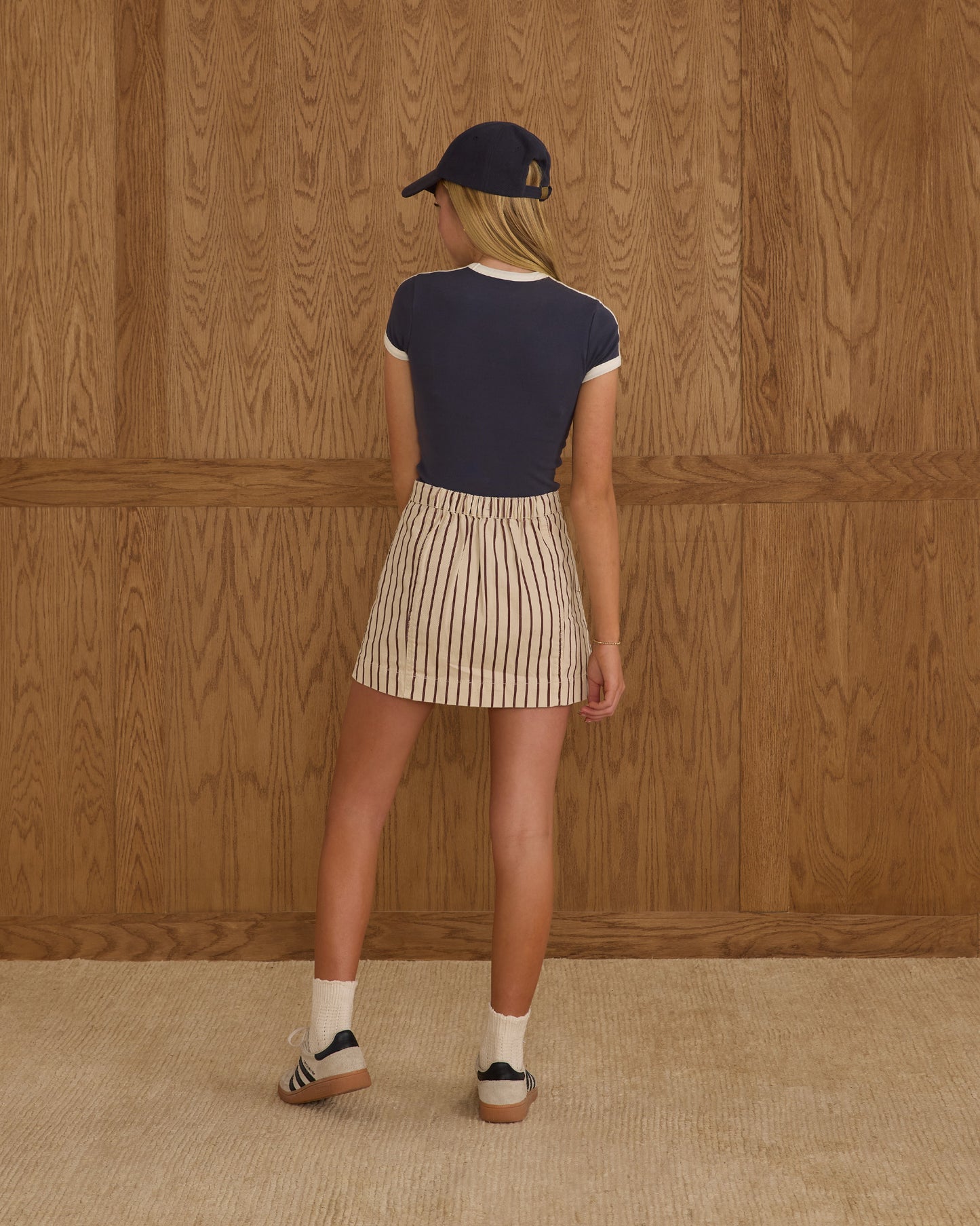 Rylee + Cru - Tween Denver Mini Skirt - Burgundy Pinstripe