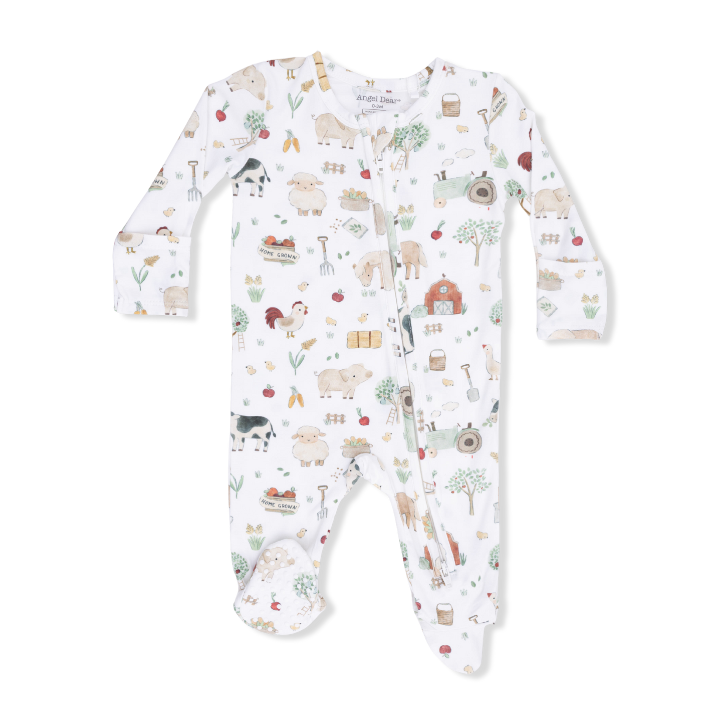 2 Way Zipper Footie - Cute Farm Animals