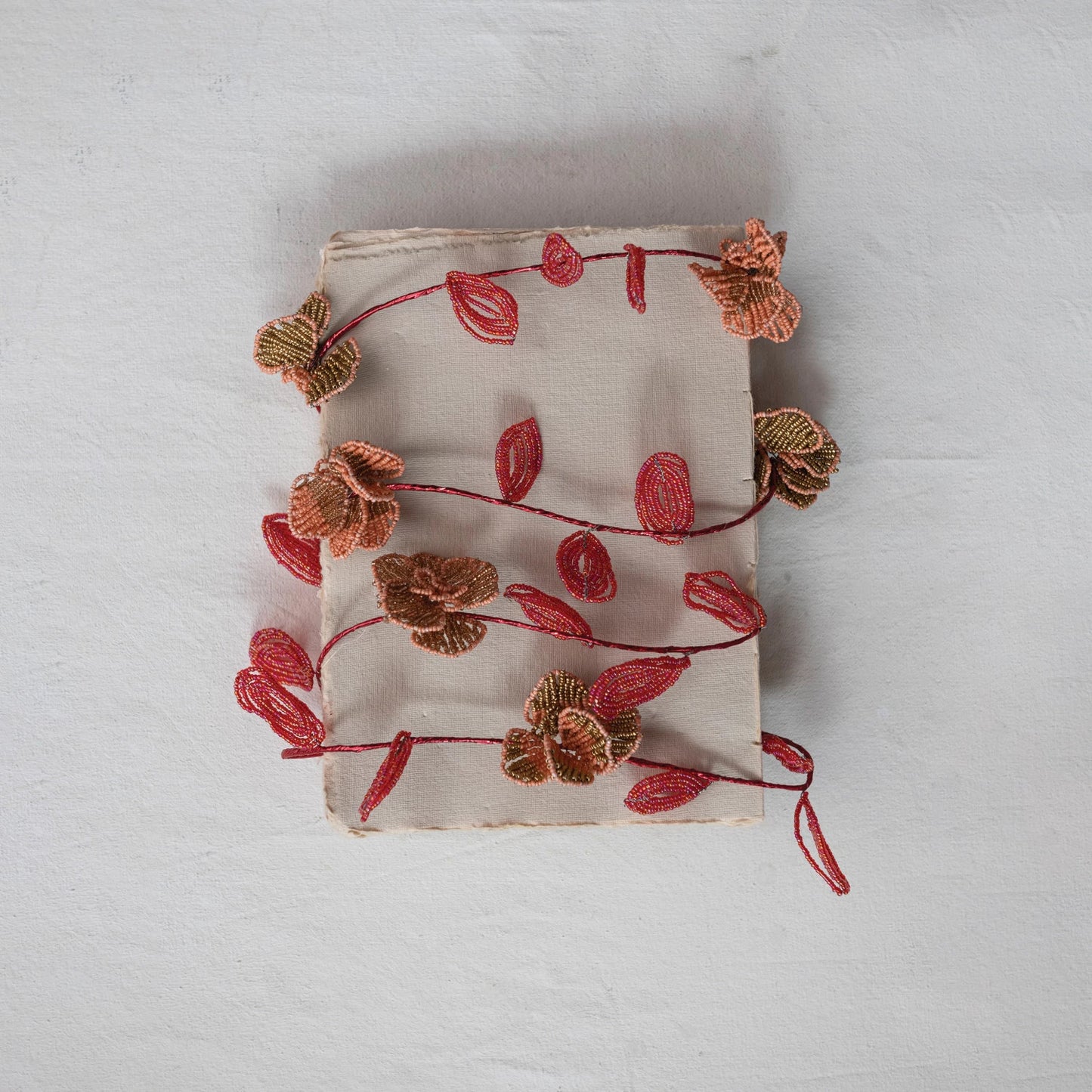 Glass Bead Wired Leaves + Flowers Garland