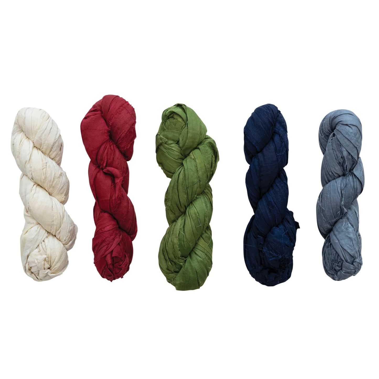 Recycled Torn Silk Ribbon - Navy