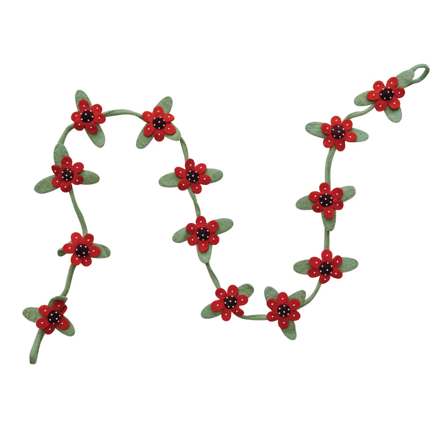 Handmade Wool Felt Flower Garland with Beads - Multi Color