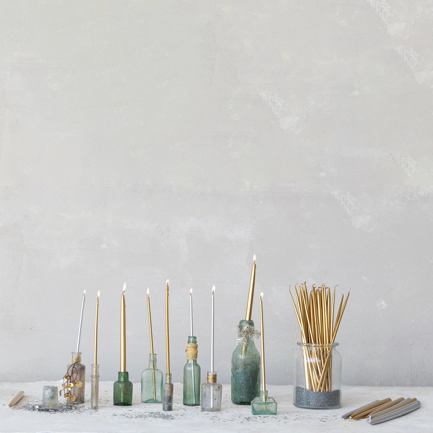 Unscented Thin Taper Candles - Silver