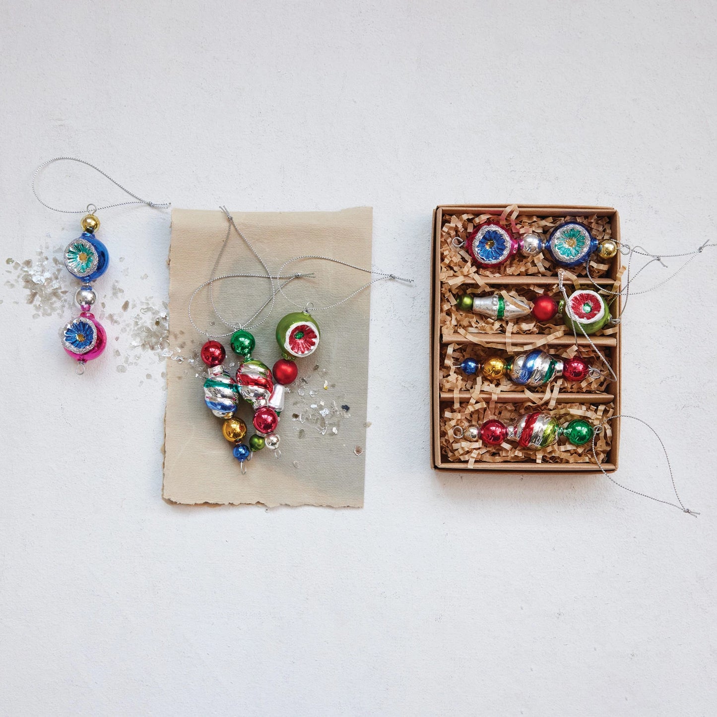 Glass Drop Ornaments - Boxed Set of 4