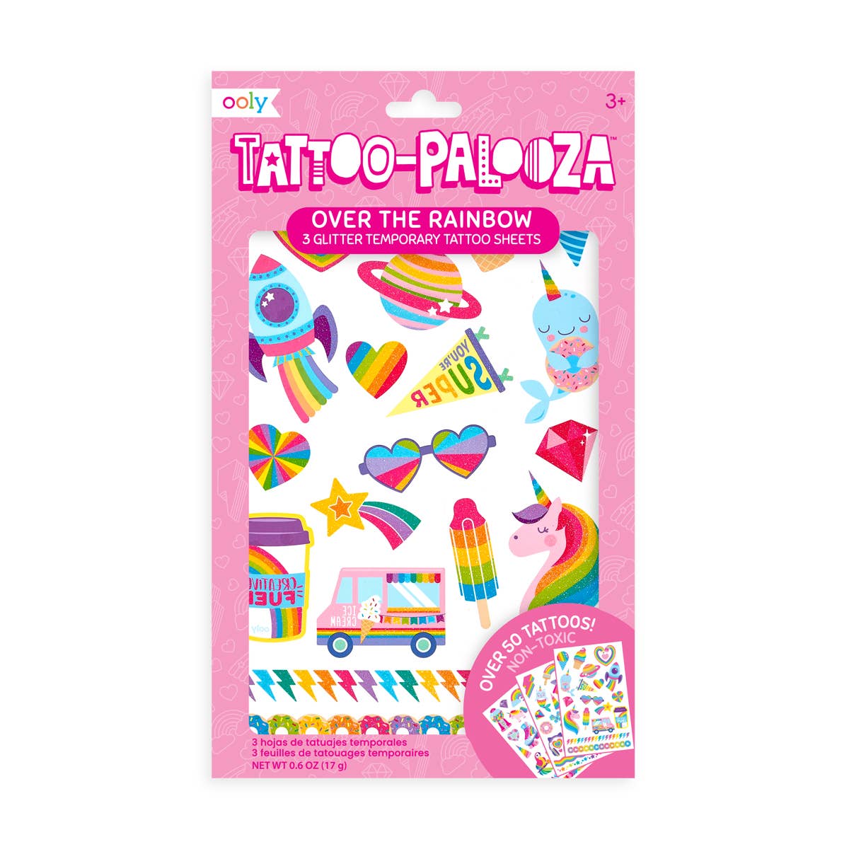 OOLY - Tattoo Palooza Temporary Glitter Tattoo: Over The Rainbow