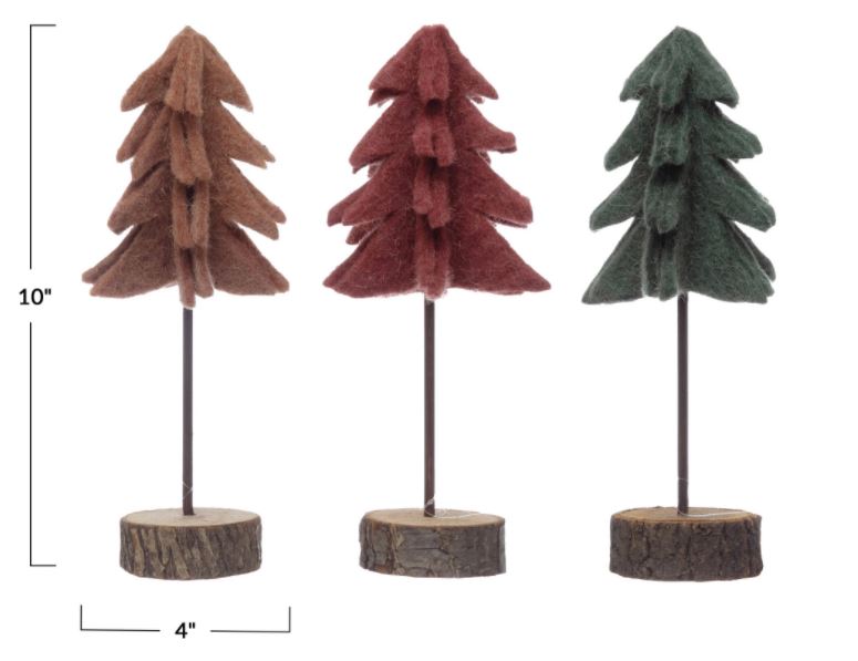 Felt Tree with Wood Slice Base - 10"