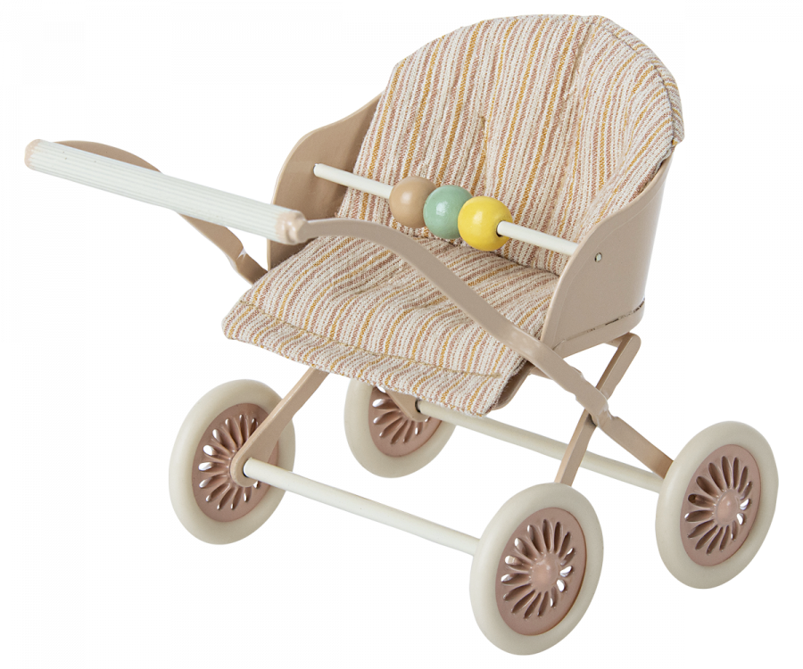 Maileg - Stroller, Baby Mice - Rose