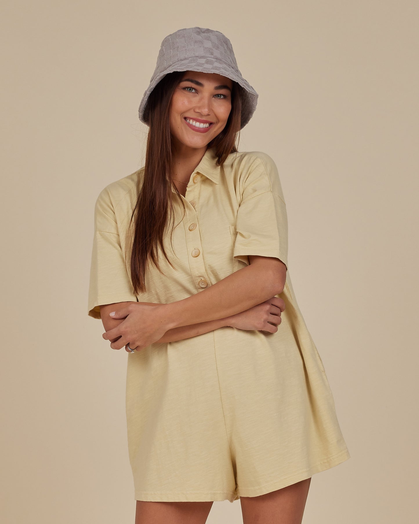 Rylee + Cru - Women's Terry Bucket Hat - Cloud Check