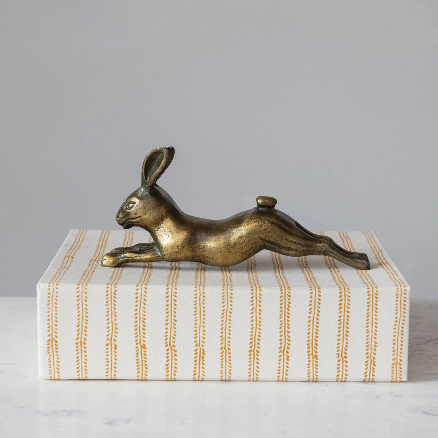 Cast Aluminum Rabbit - Antique Brass Finish