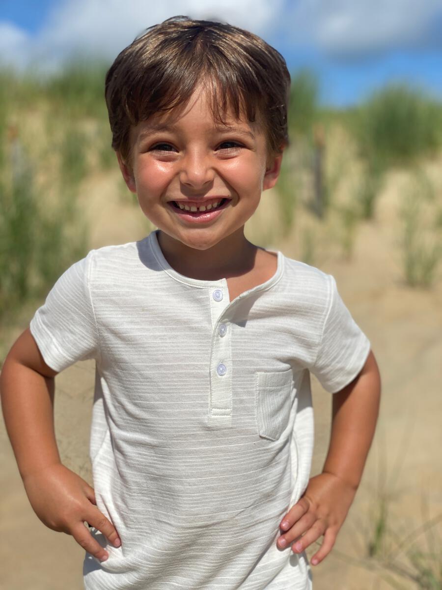 Me & Henry - Dodger Henley - White Ribbed