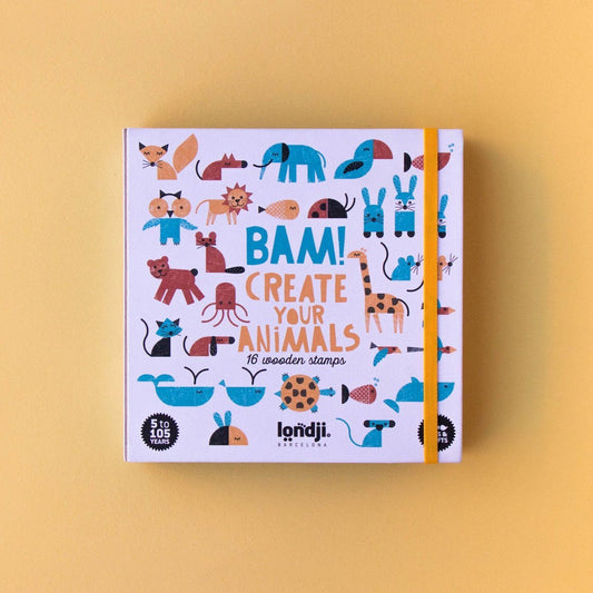 Londji - Bam! Animals! - 16 Wooden Stamps