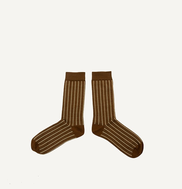 Monk & Anna - Socks- Gold Glitter Lines - Mahogany