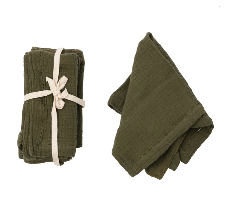 Cotton Gauze Napkins - Set of 4 - Green