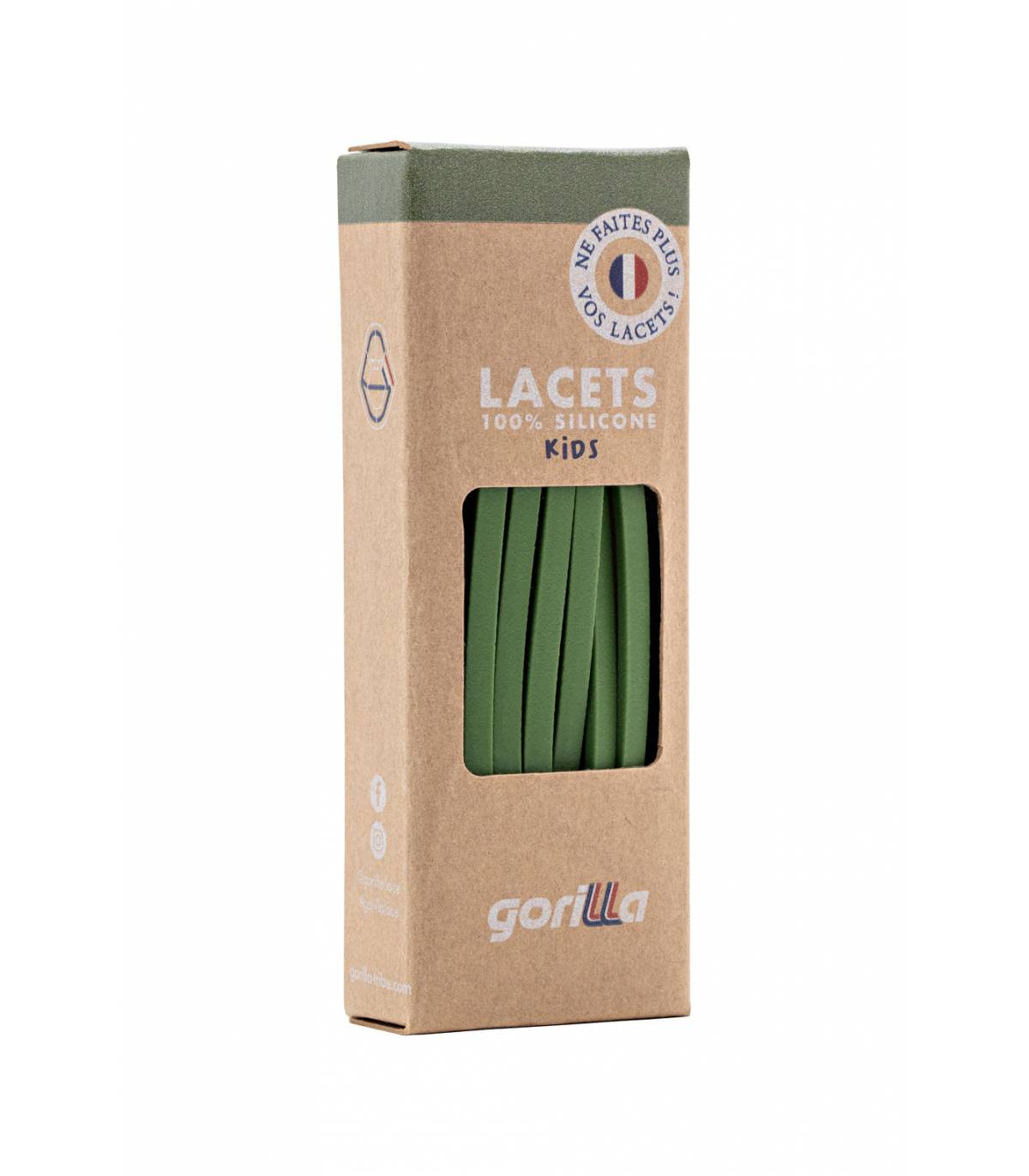Gorilla - Kids Silicone Shoelaces - Vert Olive