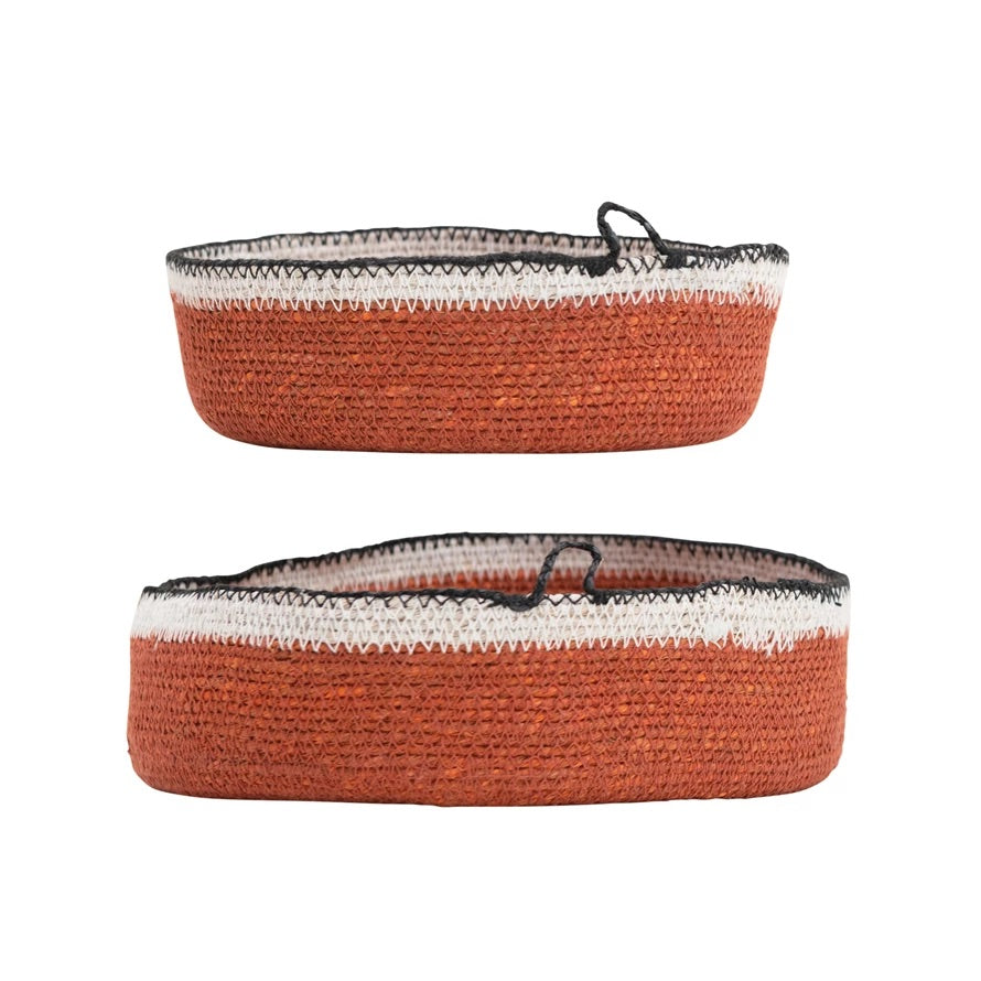 Decorative Hand-Woven Seagrass Baskets, Set of 2