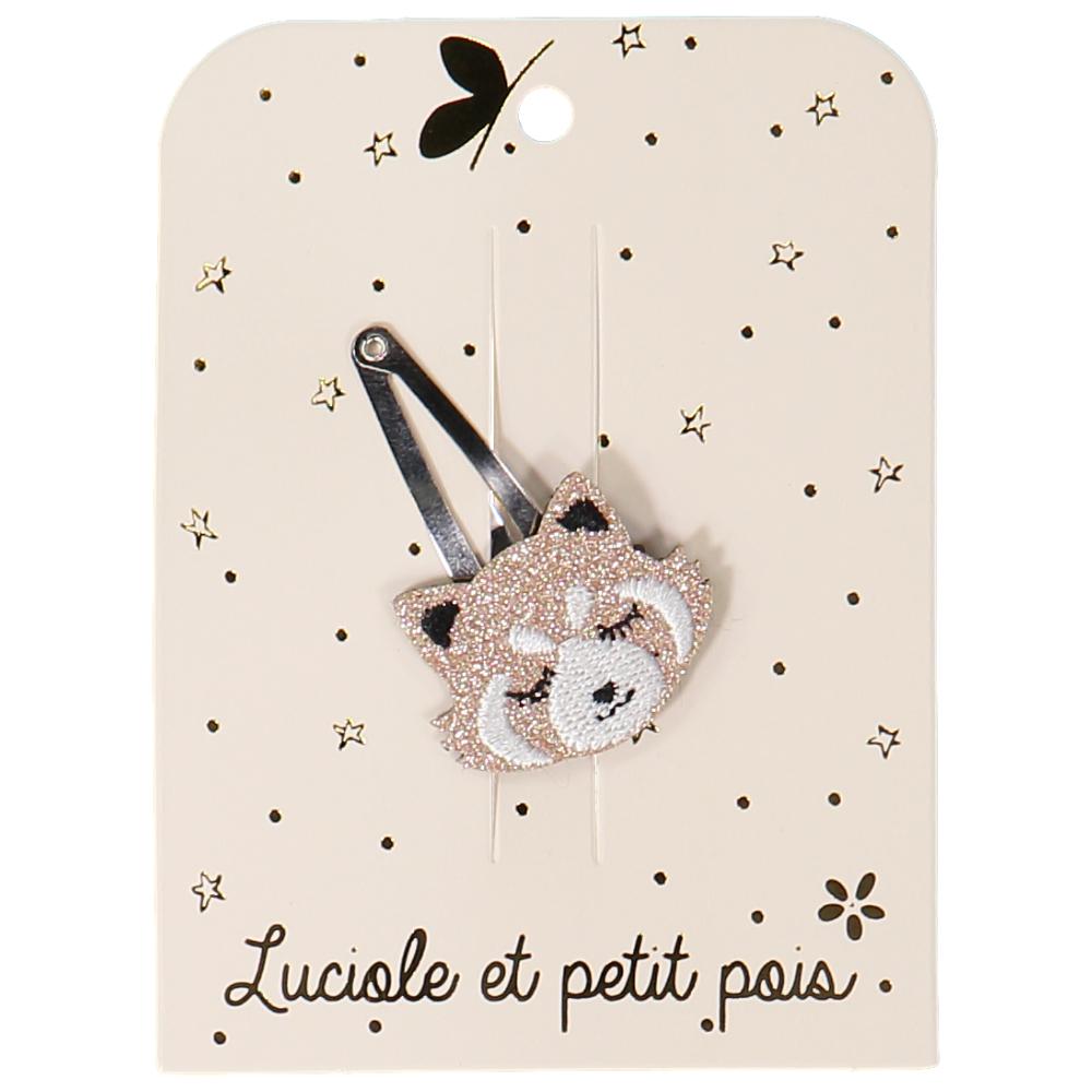 Luciole et Petit Pois - Red Panda Hair Clip - Pink Glitter