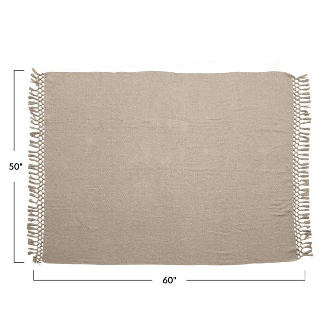 Sanna Picks - Cotton Blend Throw with Tassels - Grey