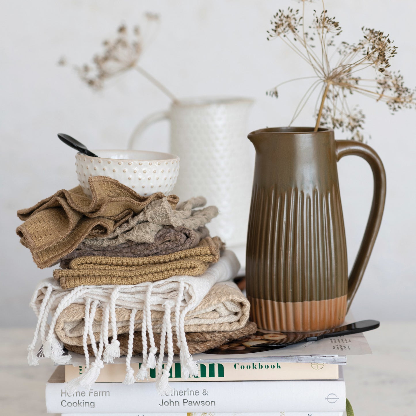 Square Woven Cotton Slub Dish Towels - Set of 3 - Gray