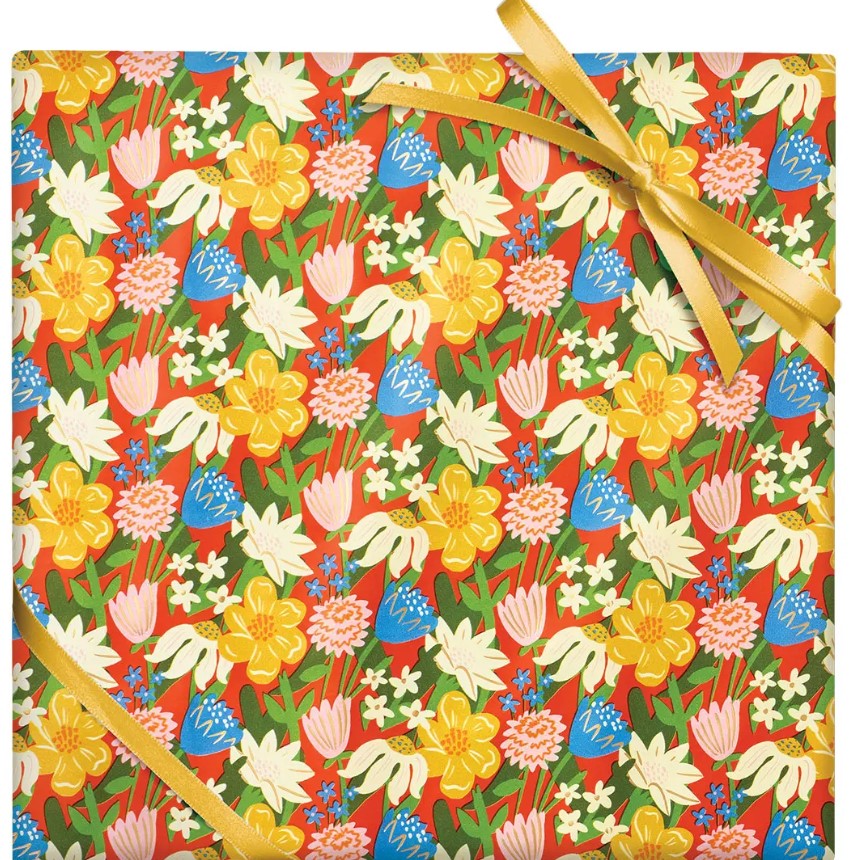 Retro Flower Market Stone Paper Roll Wrap