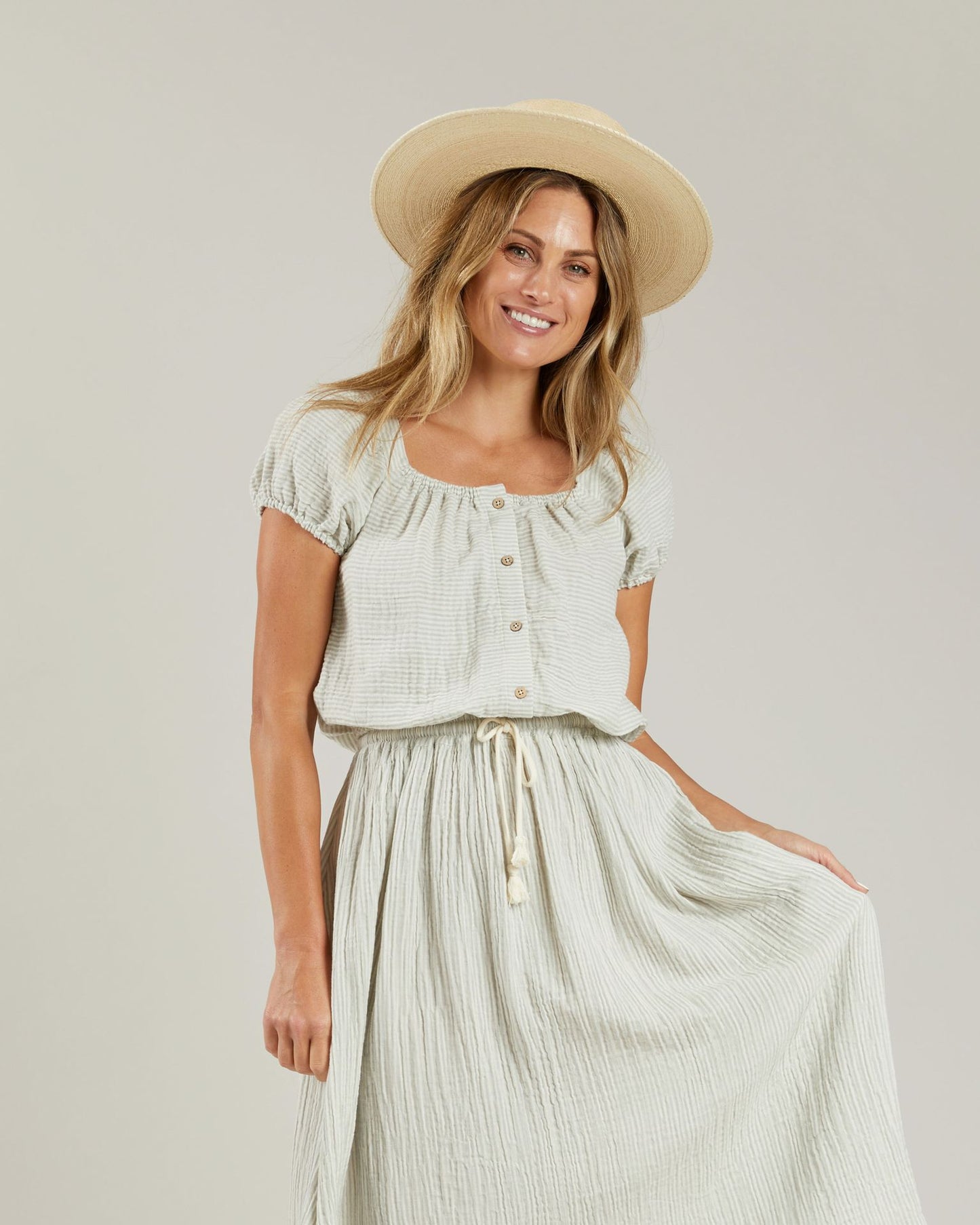 Rylee + Cru - Women's - Skipper Top - Blue Micro Stripe