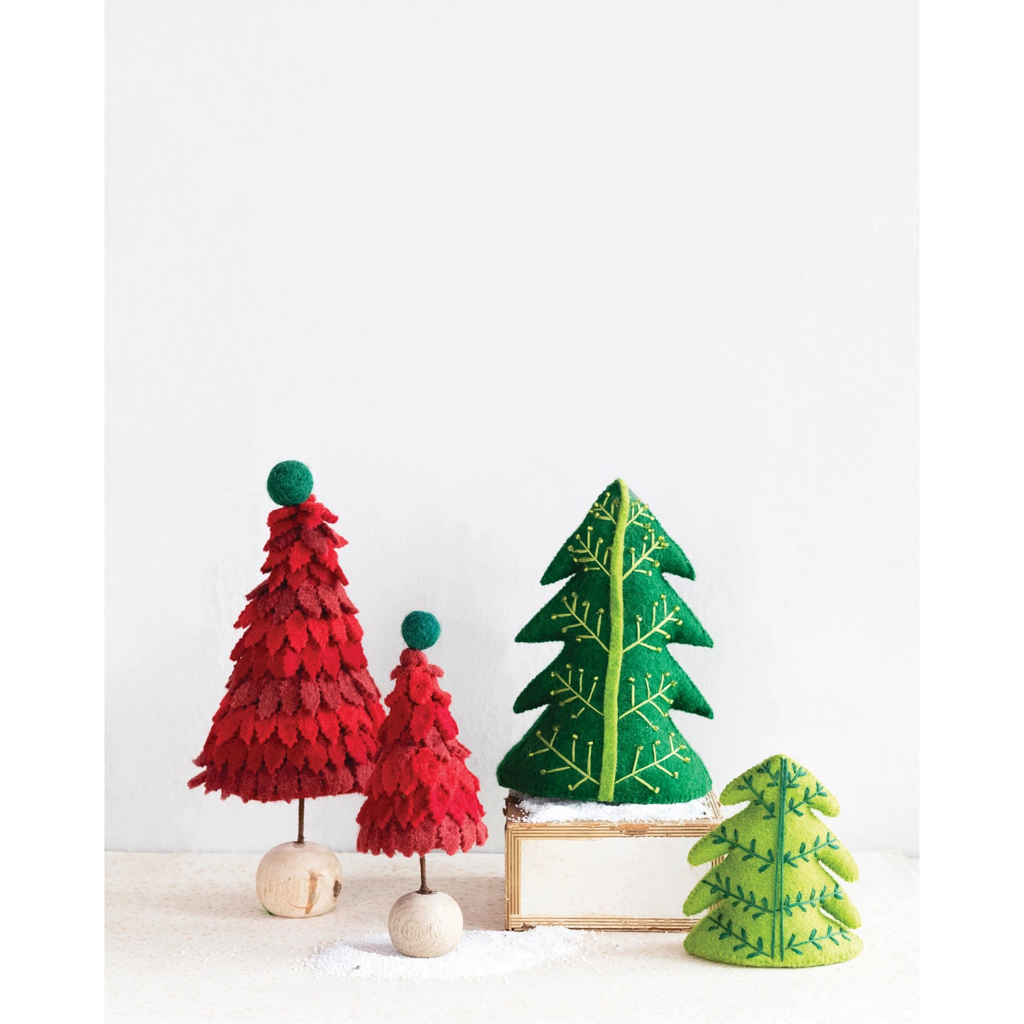 Wool Felt Tree with Wood Ball Base - Large