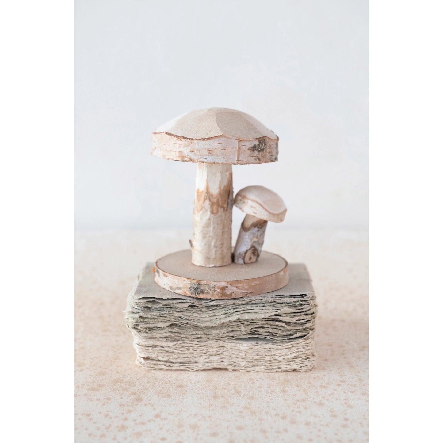 Hand Carved Oak Wood Mushrooms