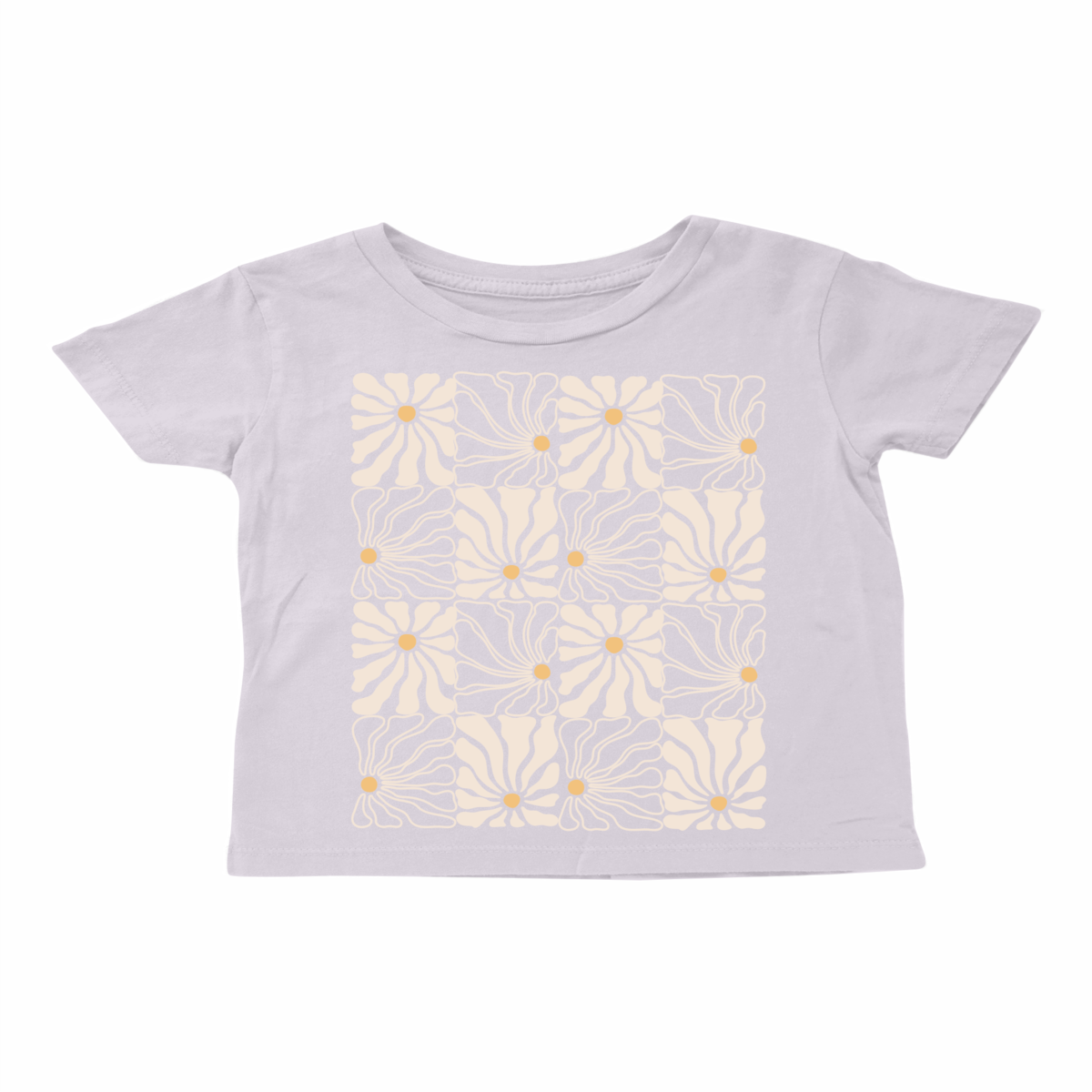 Flower Check Boxy Graphic Tee - Lilac