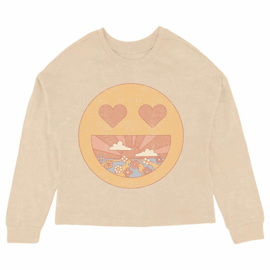 Get Happy Oversized Long Sleeve Tee - Mineral Wheat