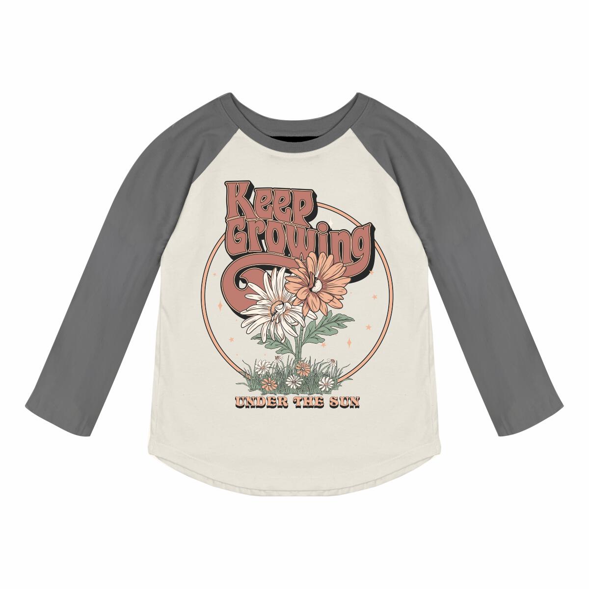 Keep Growing Raglan Tee - Natural + Vintage Black