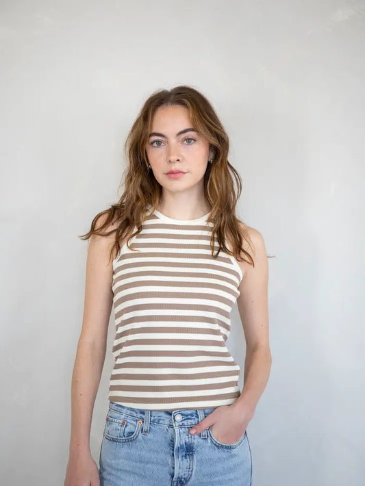 Dylan Tank - Taupe + Ivory
