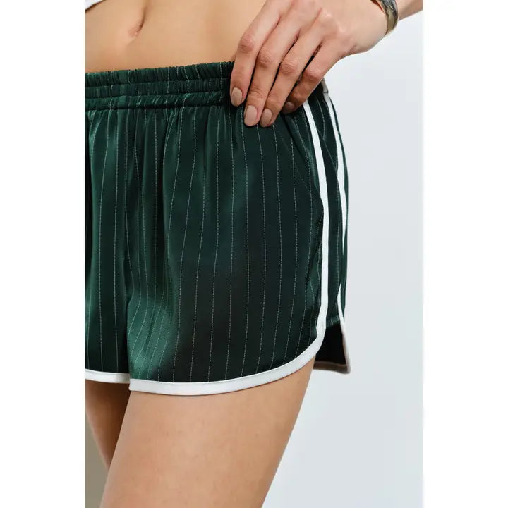 The Parker Striped Track Shorts - Green