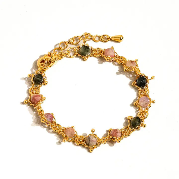 Skylar 18K Gold Multi-Stone Chained Bracelet