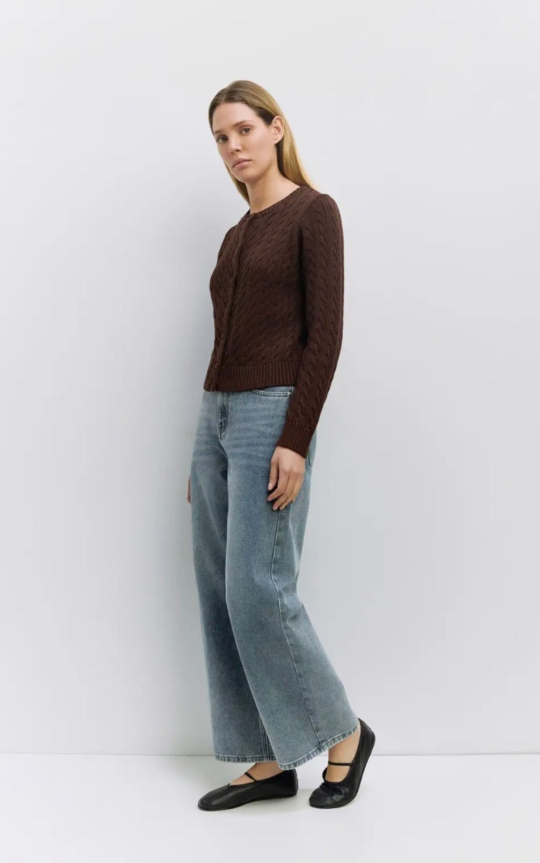 Cable Knit Cardigan - Chocolate