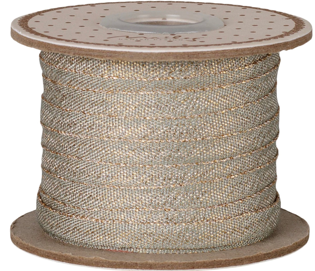 Maileg - Ribbon, W: 6mm x L: 25mm - Mint/Gold