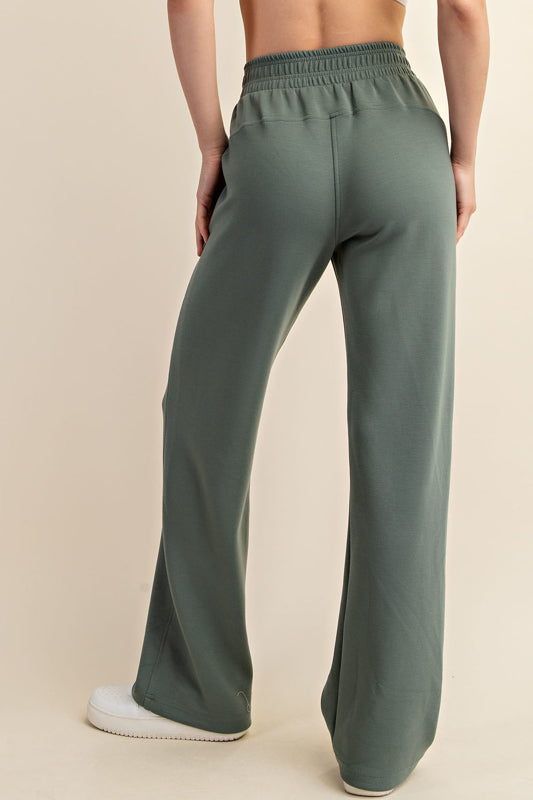 Poly Spandex Straight Sweatpants - Sage Leaf