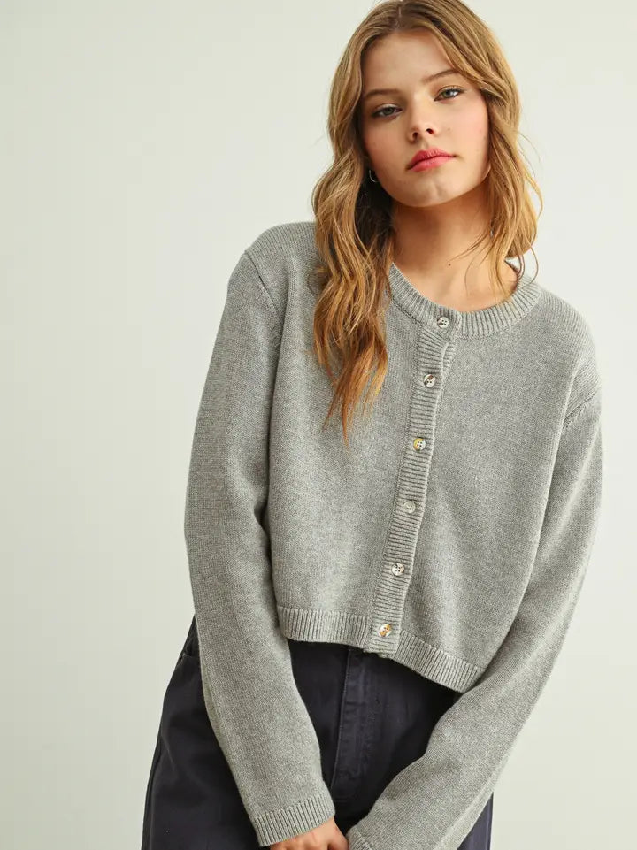 Knitted Cardigan - Gray