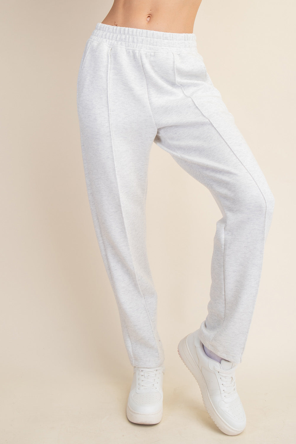 Modal Poly Spandex Pintuck Pant - Light Heather Gray