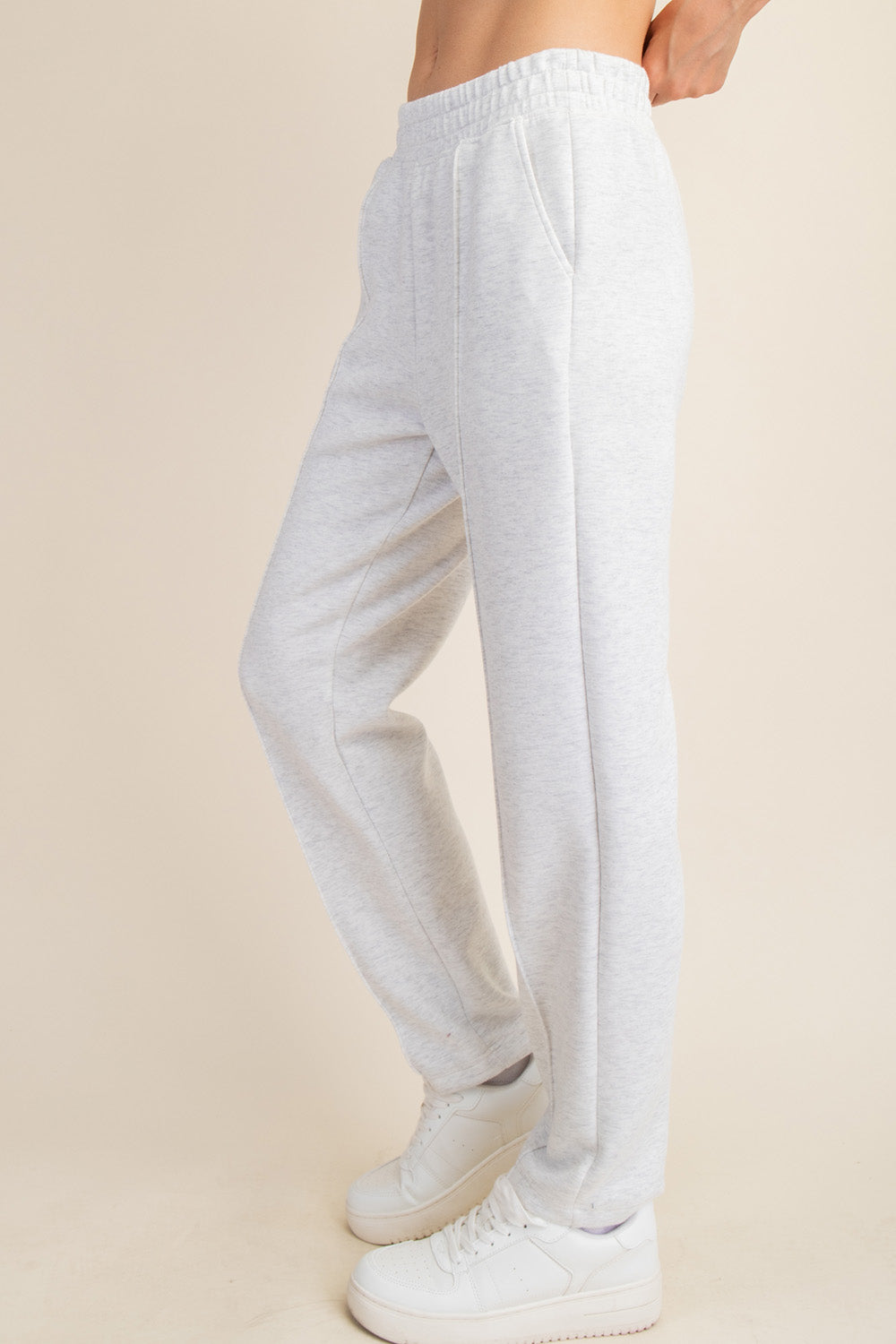 Modal Poly Spandex Pintuck Pant - Light Heather Gray