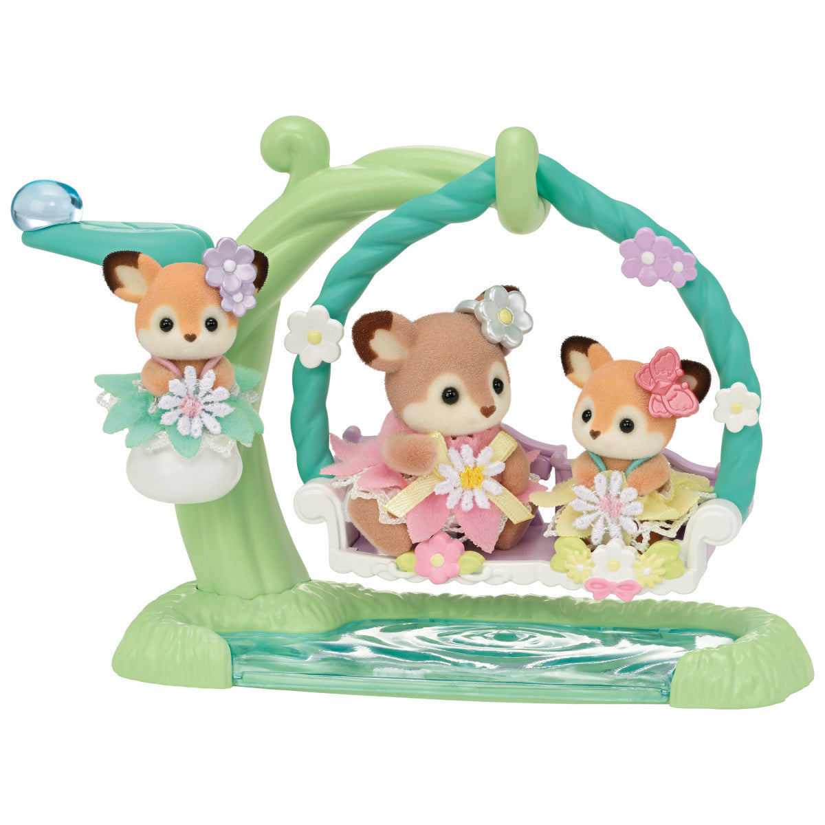 Calico Critters - Deer Babies - Floral Swing Set