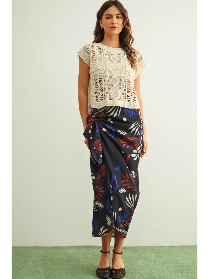 Wrap Skirt - Navy Multi