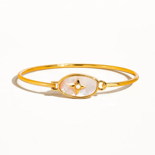 Aileen 18K Gold Vintage Star Shell Bangle - Jolin-Rose