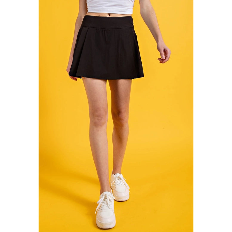 Active Side Pleat Skirt - Black