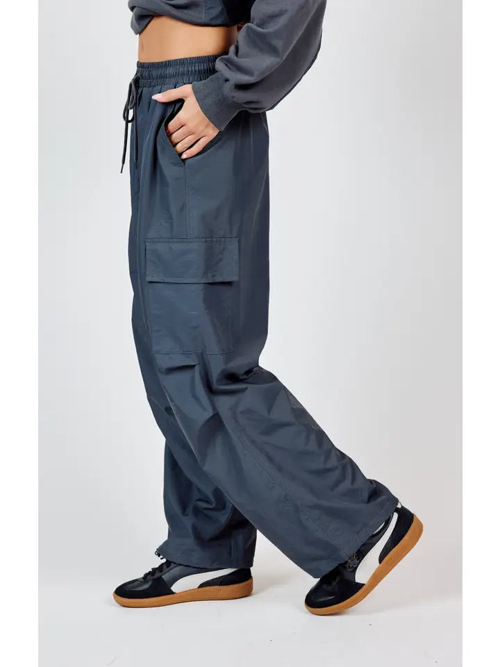 Vita Elastic Waist Cargo Pants - Charcoal