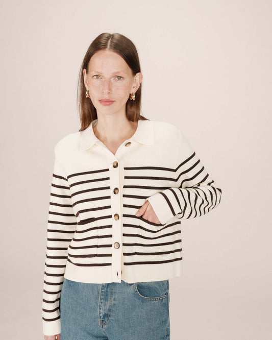 The Sailor Cardigan - Chocolate Stripe