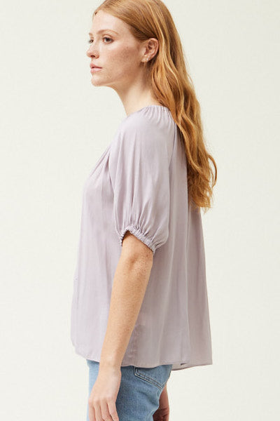 Grade + Gather - Half Sleeve Satin Blouse - Purple Haze