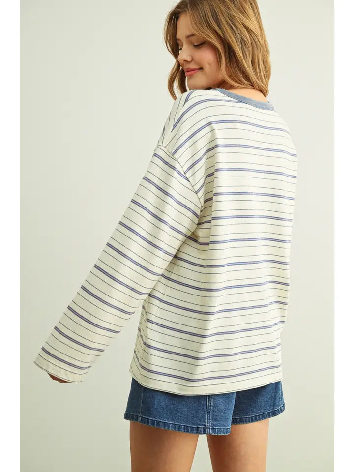Striped Long Sleeve Top - Blue
