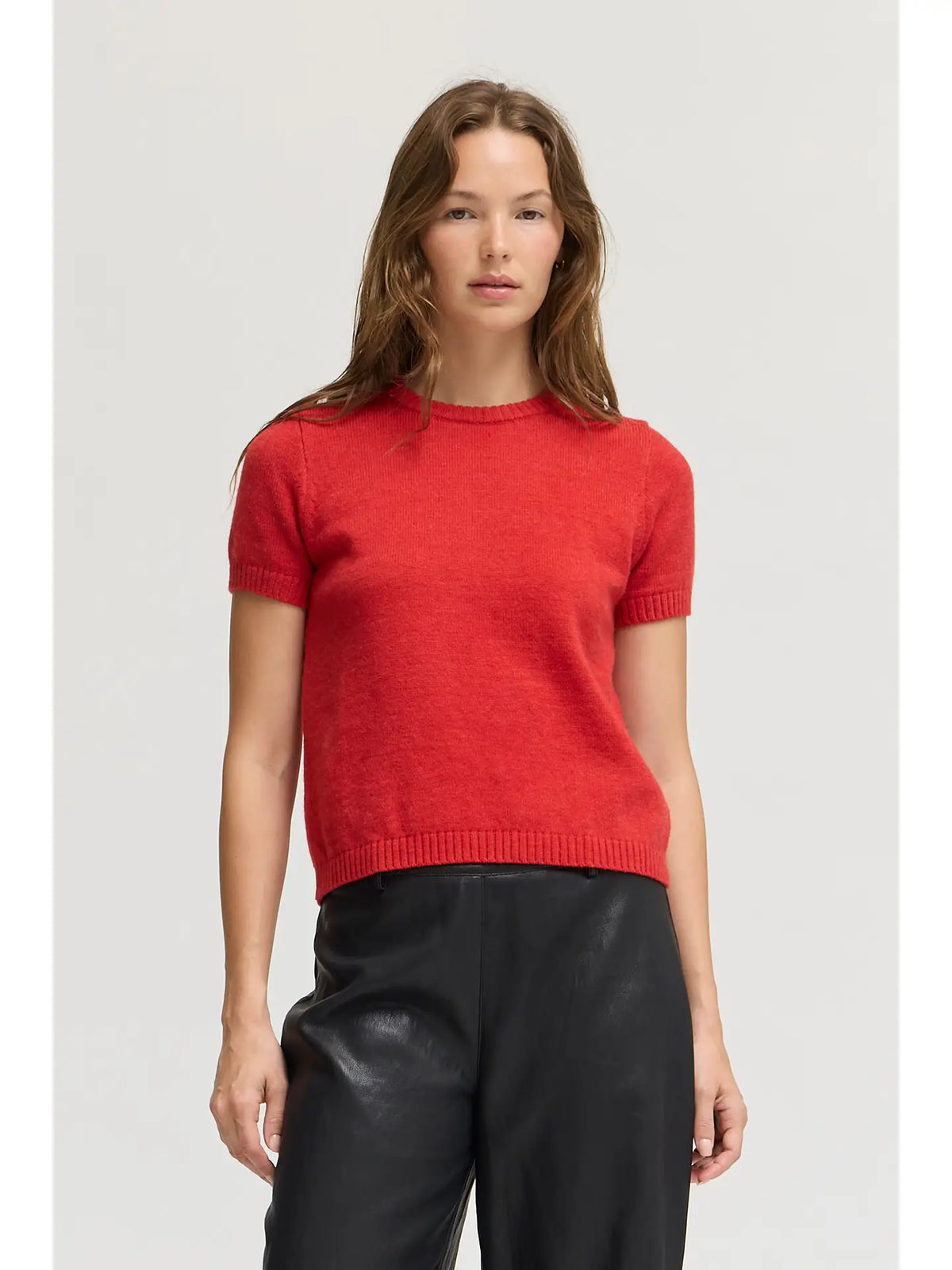 Grade + Gather - Short Sleeve Knit Top - Red