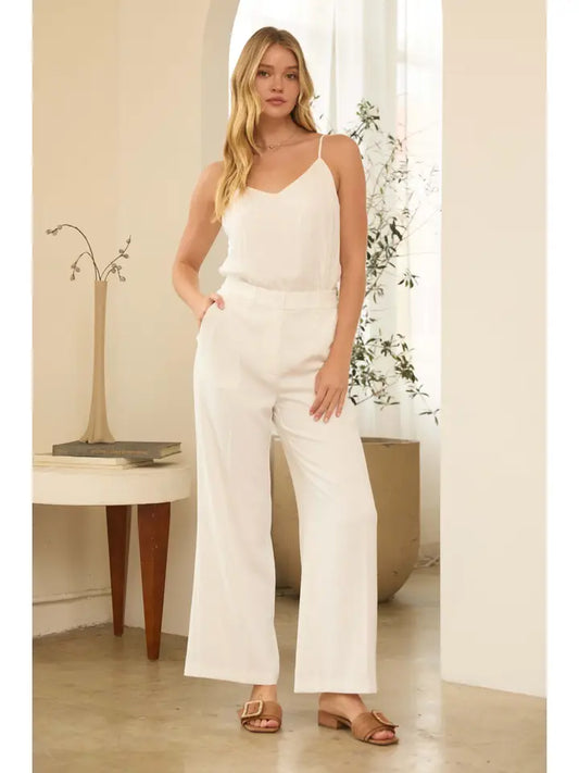 Recycled High Waisted Trousers - White