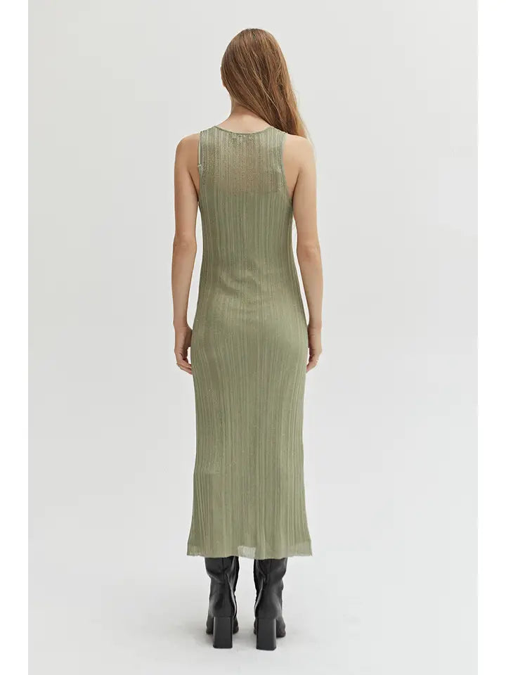 Ivanna Sheer Lurex Slip Dress - Eucalyptus